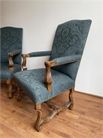 Pair French Louis XIV Throne Empire Chairs