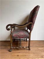 Antique English Highback Walnut Throne Chair