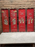 Set 4 Chinese Hardstone Relief Panels #1