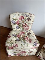 Pair French Boudoir Floral Side Chairs