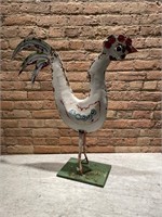 Old Folk Art Metal Garden Chicken Sculpture