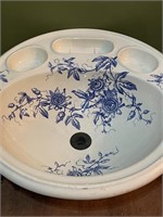 19th C. French Porcelain Sink Blue & White