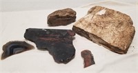 8+lbs Piece Petrified Wood & Cut Obsidian & Stone