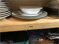 Entire shelf of plates,bowls,storage containers