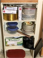 3 shelves of misc kitchen items