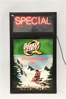 NEON SPECIAL QUAKER STATE SNOWMOBILE OIL SIGN