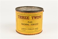 THREE TWINS PLUG SMOKING TOBACCO ONE POUND CAN