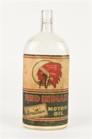 RARE WAR TIME IMPERIAL QUART RED INDIAN OIL BOTTLE