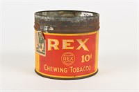 REX 10 CENT CHEWING TOBACCO CUT OFF CANISTER
