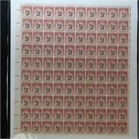 US Stamps #J88 Mint NH Sheet of 100, 1/2 cent Post