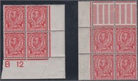 Great Britain Stamps #154, 158B Mint NH Corner Blo