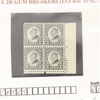 US Stamp #612 Mint LH Plate Block of 4 CV $300