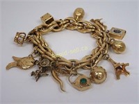 18 KT Yellow Gold Charm Bracelet with Charms