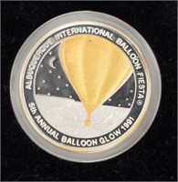 Coin 1 Troy Oz. - ABQ Balloon Fiesta 1991 Round