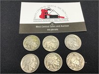 Six Buffalo 5 Nickels 1935-1937 Strong Dates