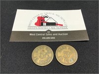 Two 5 Cent Tokens Good at Stratford IA
