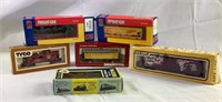 Lot of railroad cars and extras in boxes