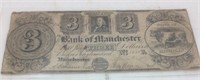 1930 $3 BANK OF MANCHESTER BANK SCRIPT