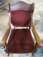 Vintage adult rocking chair w/velvet cushioning