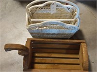 Wicker basket & duck planter box