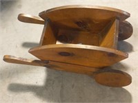 Large wooden wheelbarrow planter