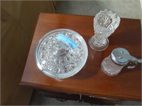 Glass lidded candy dish, vase, & dispenser