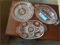 Glass divided serving plates - 3 in lot