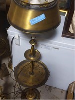 Tall brass lamp with brass lamp shade
