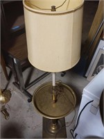 Tall brass lamp with tapestry shade