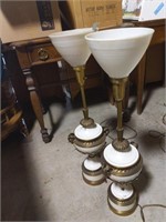 Pair of vintage glass lamps