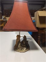 Lamp of dogs with burgundy shade