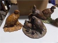 Box w/quail figurines, owl figurine, Scentsy, etc