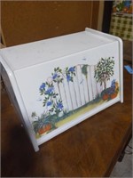 Wooden floral with dragonfly bread box