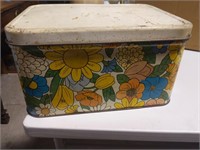 Vintage floral metal bread box