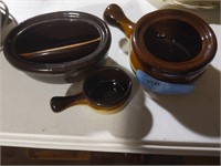 Set of three crock bowls