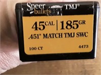 45 CAL 185 GR.  .451 MATCH TMJ SWC SPEER #4734