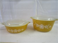 Pyrex Butterfly Gold Dishes with Lids