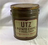 Vintage Large UTZ potato chip can