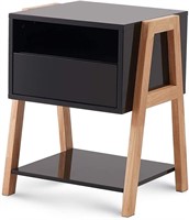 Bedside Table with Drawer, Storage Shelves