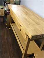 Kitchen Island Natural wood w/ 4 drawers