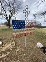 American Flag w/ 3 Crosses Yard Art