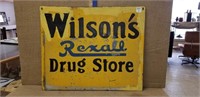 METAL REXALL DRUG STORE ADV. DOUBLE SIDED SIGN