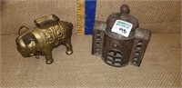 2 CAST IRON COIN BANKS