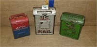3 CAST IRON U.S. MAIL BOX COIN BANKS