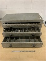 3 Drawer Metal Drill Index Box with Drill Bits