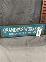 GRANDPA'S WORKSHOP TIN SIGN, 5.5 X 18"