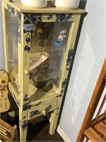 Painted display cabinet w/ contents