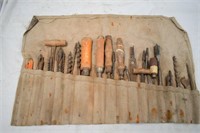 Set Carpenter's tools in canvas wrap