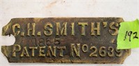 Machinary Plaque CH Smith's 1865