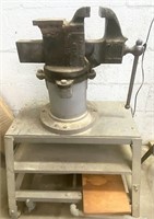 Large vice on rolling cart